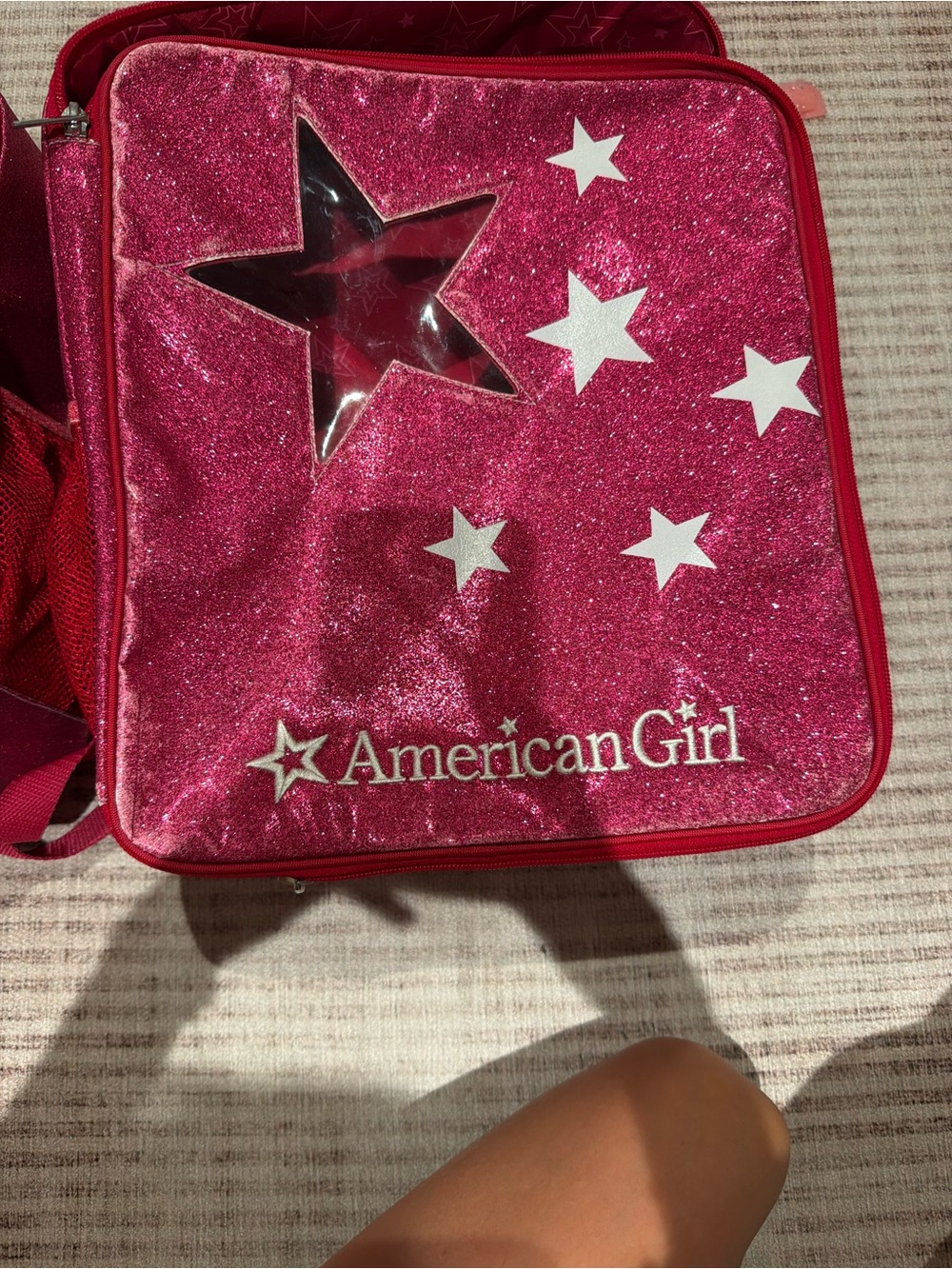 American Girl Hot Pink Glitter Star Tote Bag